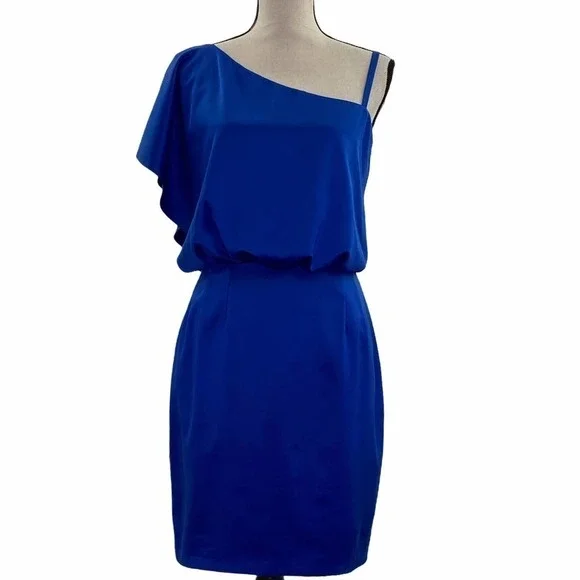 JESSICA Simpson Blue One Shoulder Mini Dress 4 - Picture 2 of 15